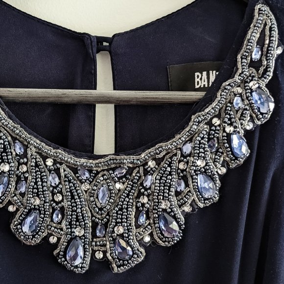 BA Nites Beaded Dress, Navy Blue, Size 8 - Picture 3 of 7